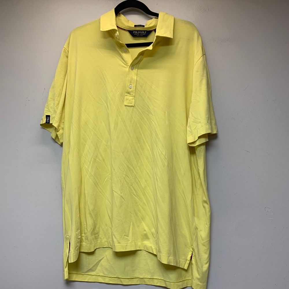 Polo Golf Ralph Lauren Polo Shirt Mens XL Yellow Excellent Stretch Lisle Short